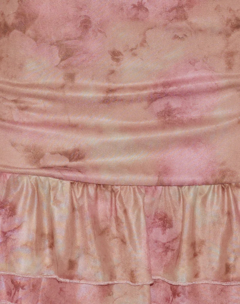 Yoriko - Mini robe dos nu - Pêche florale fumée