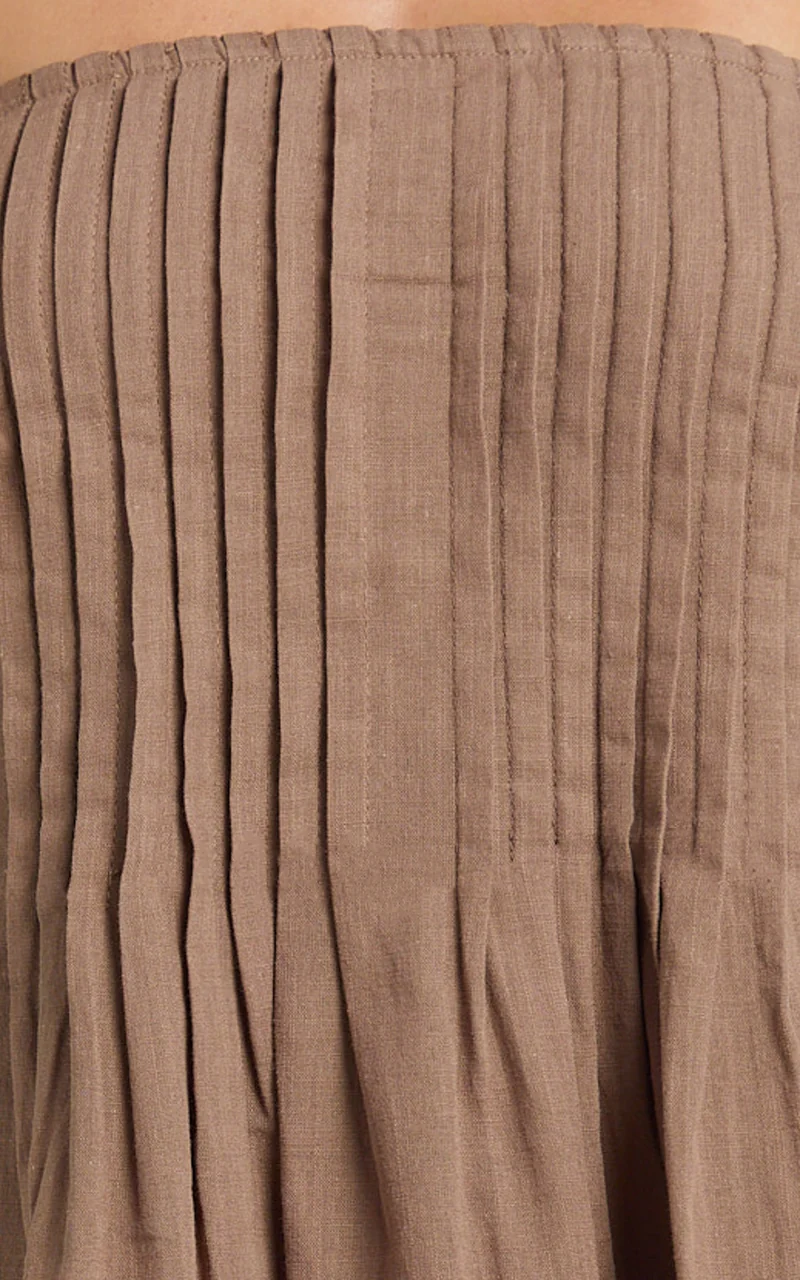 Carli Two Piece Top and Pants Set - Cotton Tube Pant Set in Chocolate