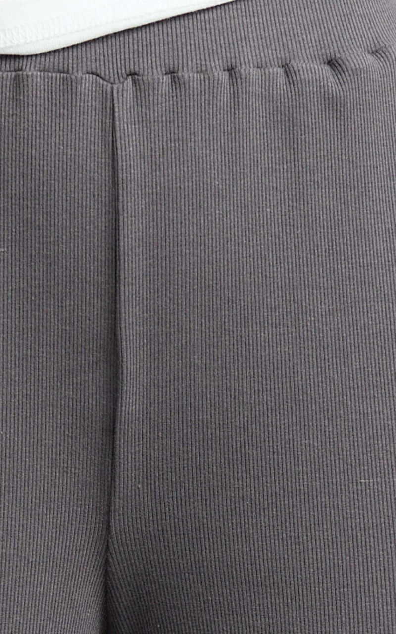 Amalthea Pants - High Waisted Jersey Rib Wide Leg Pants in Charcoal