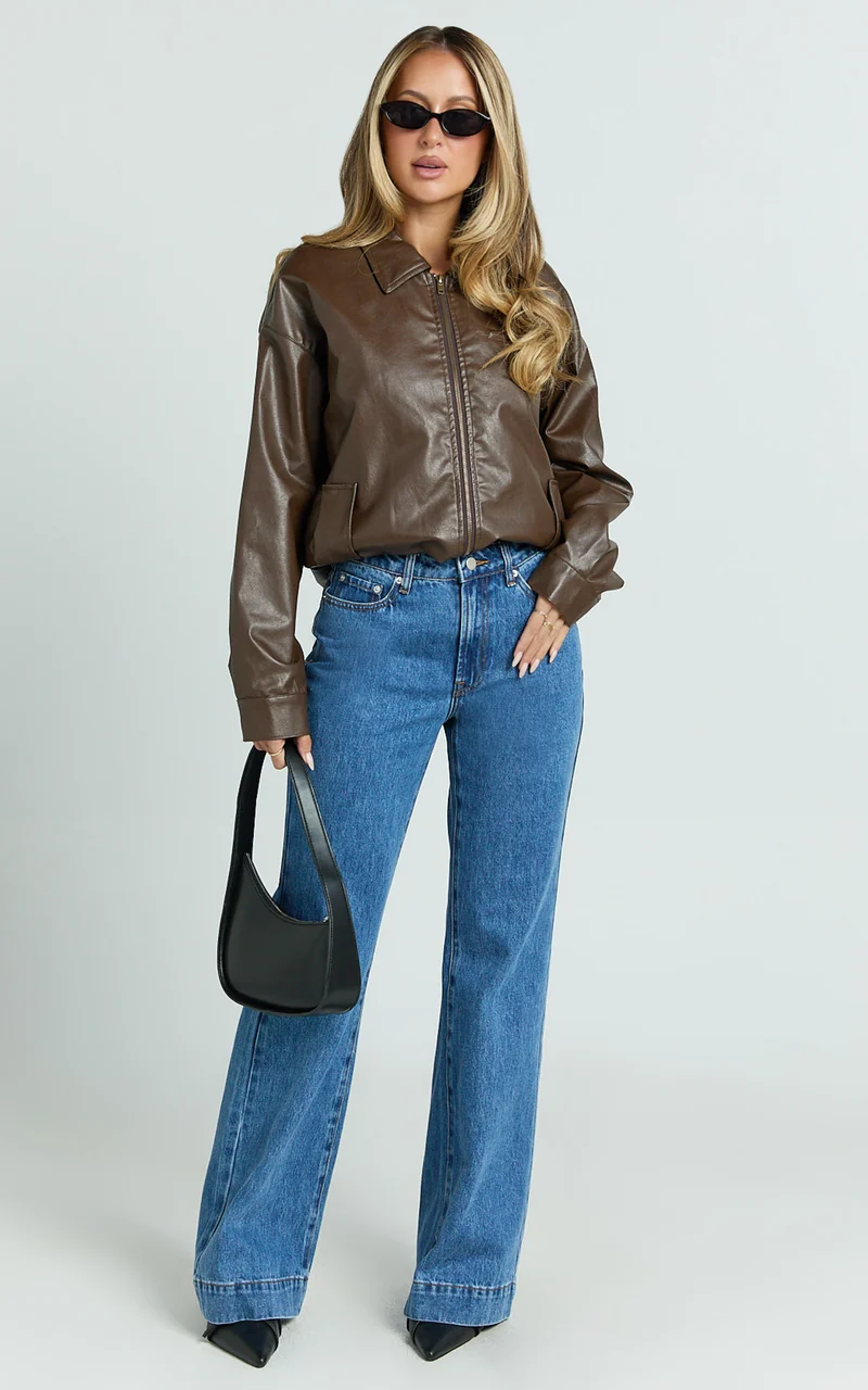 Ebony Jeans - Mid Rise Wide Leg Recycled Denim Jeans in Dark Blue Wash