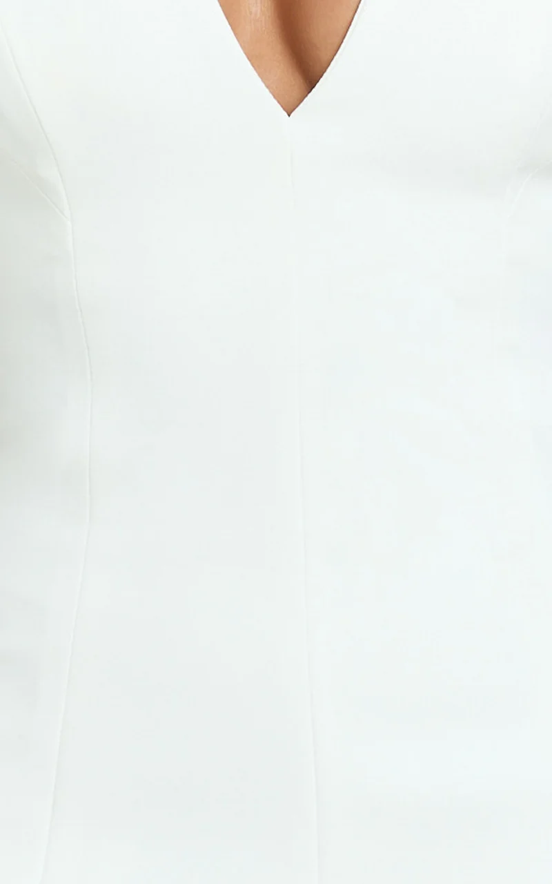 Yelena Mini Dress - Halter Neck Bow Detail Mini Dress in White