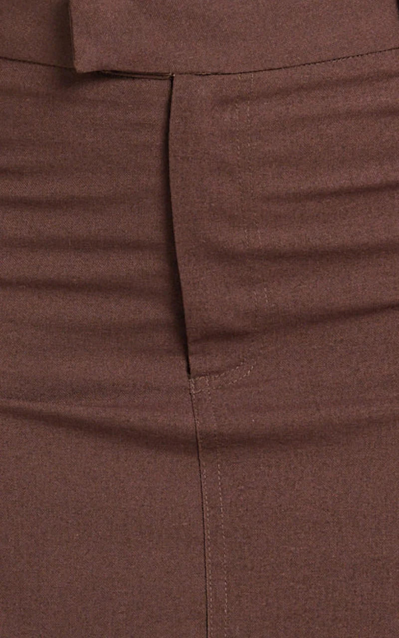 Farrow Mini Skirt - Tailored Linen Skirt in Chocolate