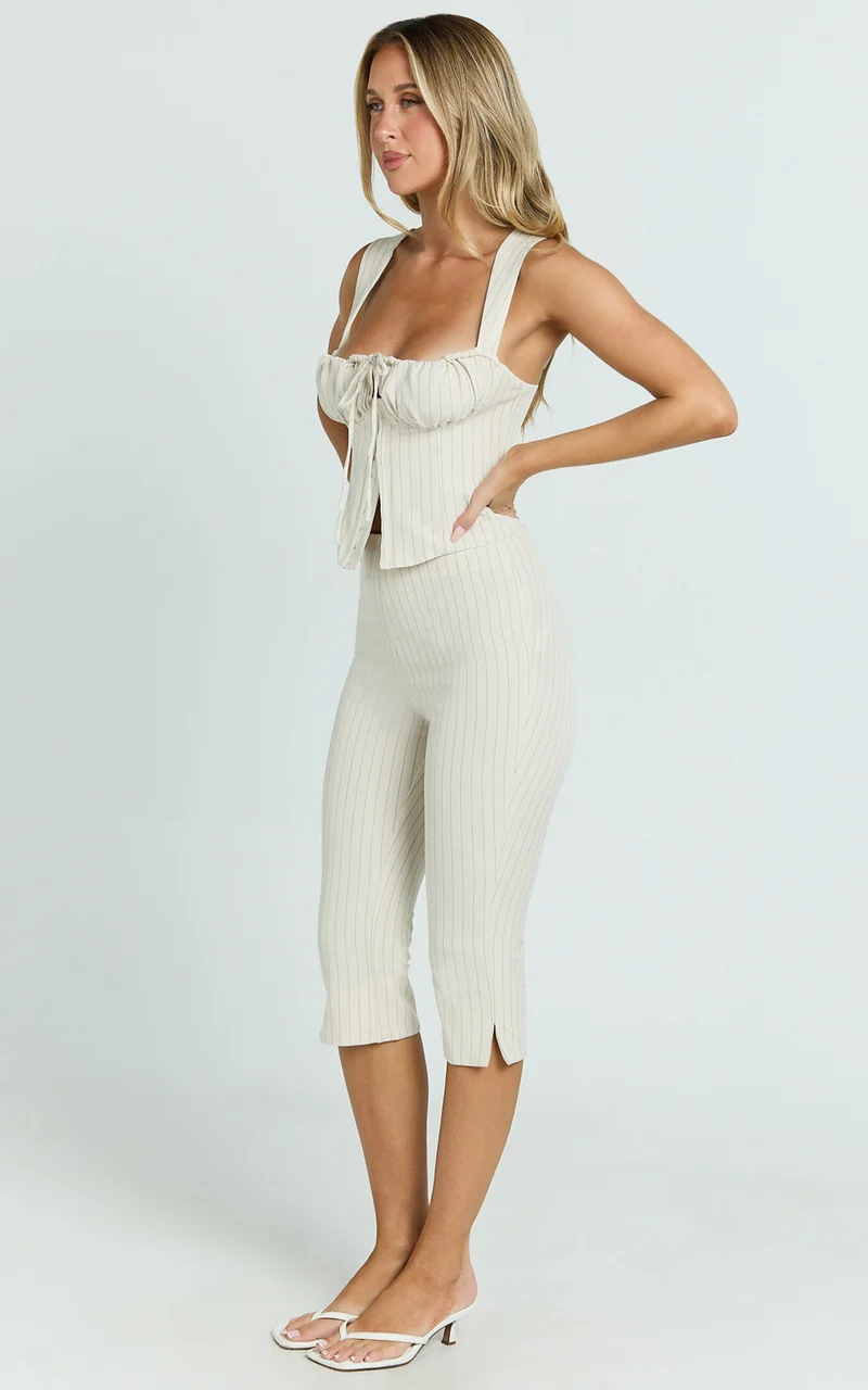 Susannah Top - Ruched Square Neck Bustier Top in Cream