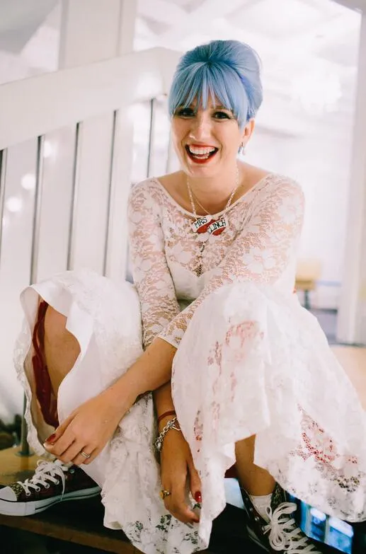 Robes de mariée vintage en dentelle longueur thé des années 1950 avec manches