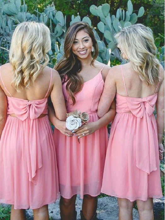 Robes de demoiselle d'honneur d'été courtes de style rustique Boho pastèque