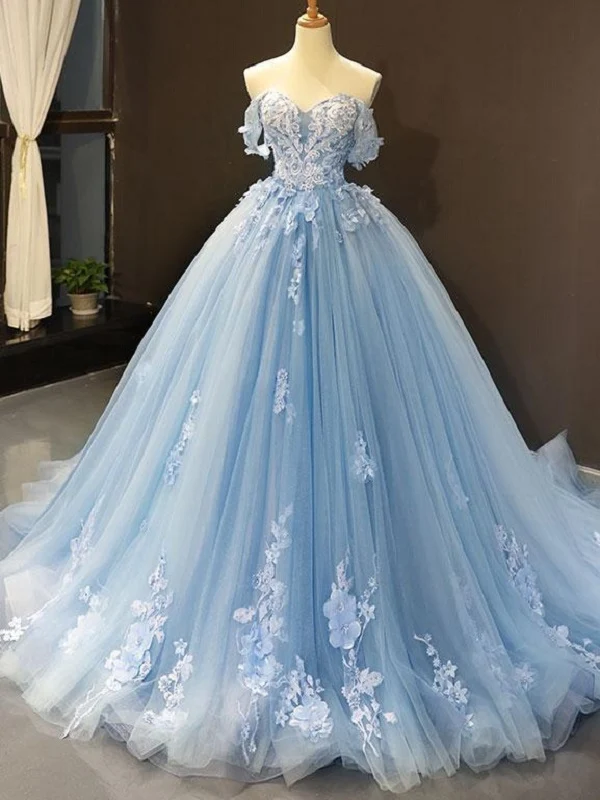 Robe de bal romantique bleue à épaules dénudées en tulle et dentelle pour bal de fin d'année 20081621