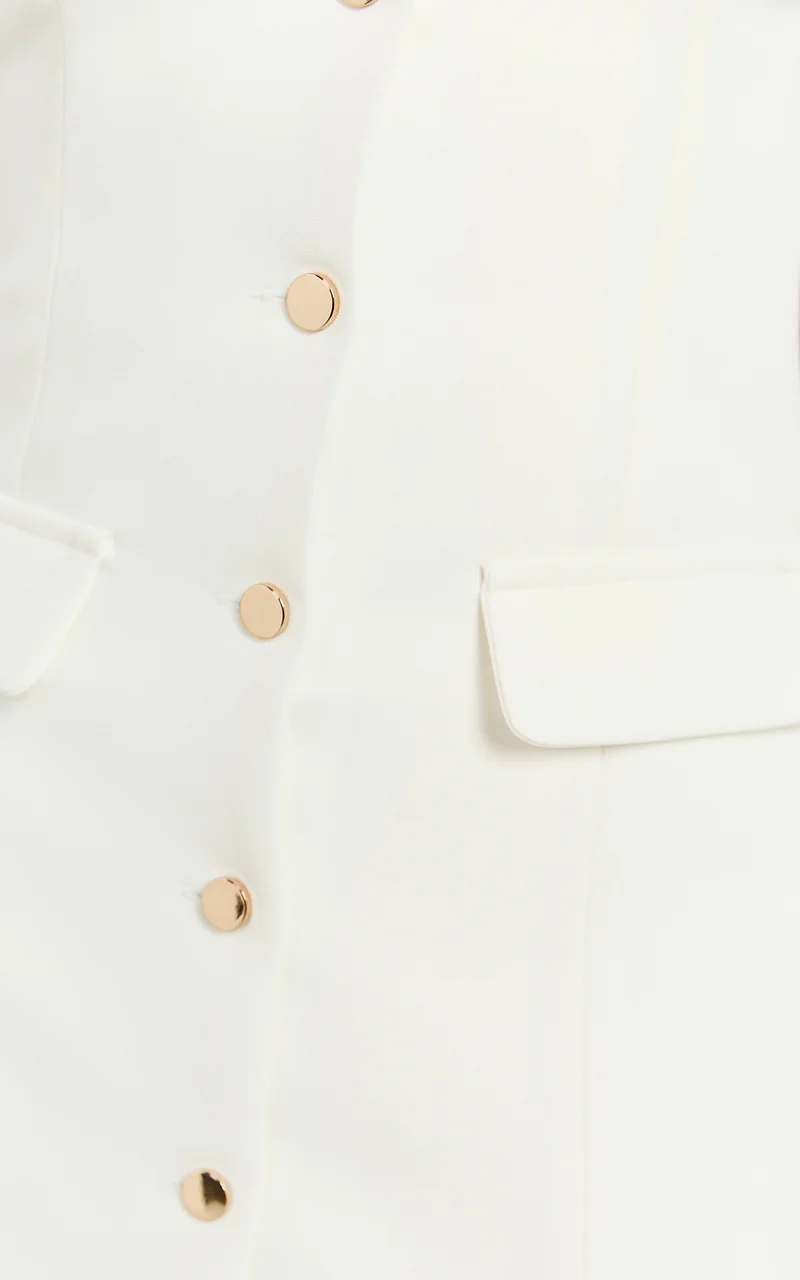 Kenna Mini Dress - Square Neck Button Down Mini Dress in Ivory