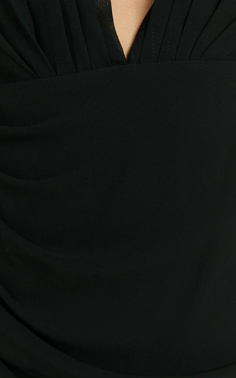 Nikki Maxi Dress - Halter Thigh Split Wrap Dress in Black