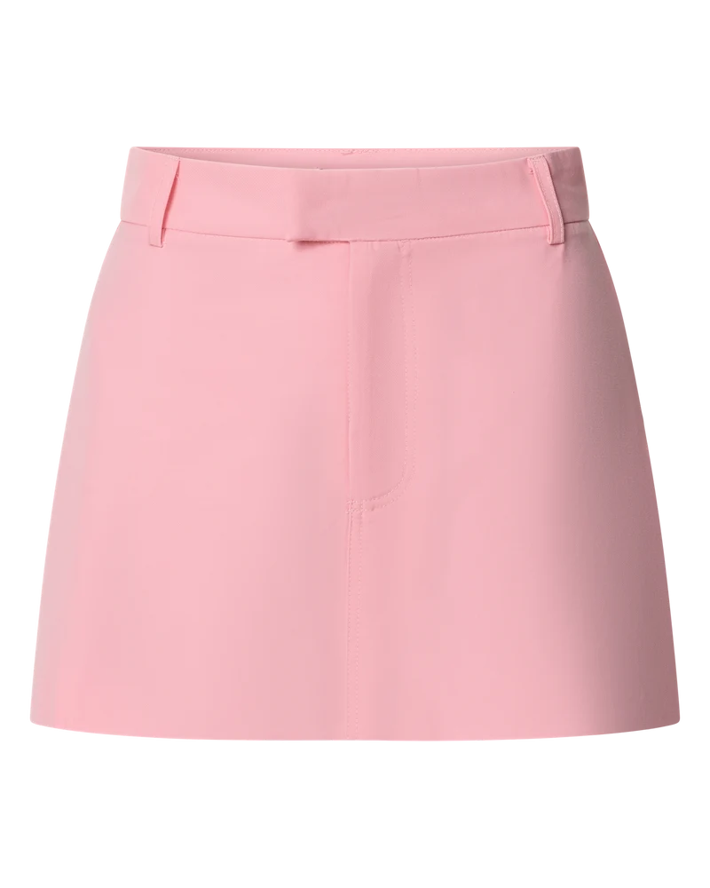 Desi Mini Skirt - Tailored Mid Waisted Skirt in Pale Pink