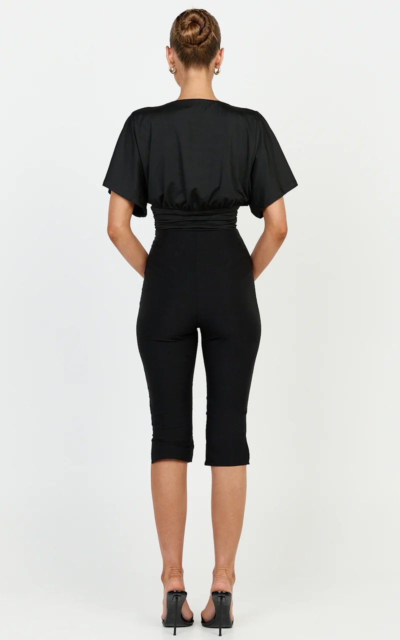 Melenda Pants - Tailored Side Split Capri Pants in Black