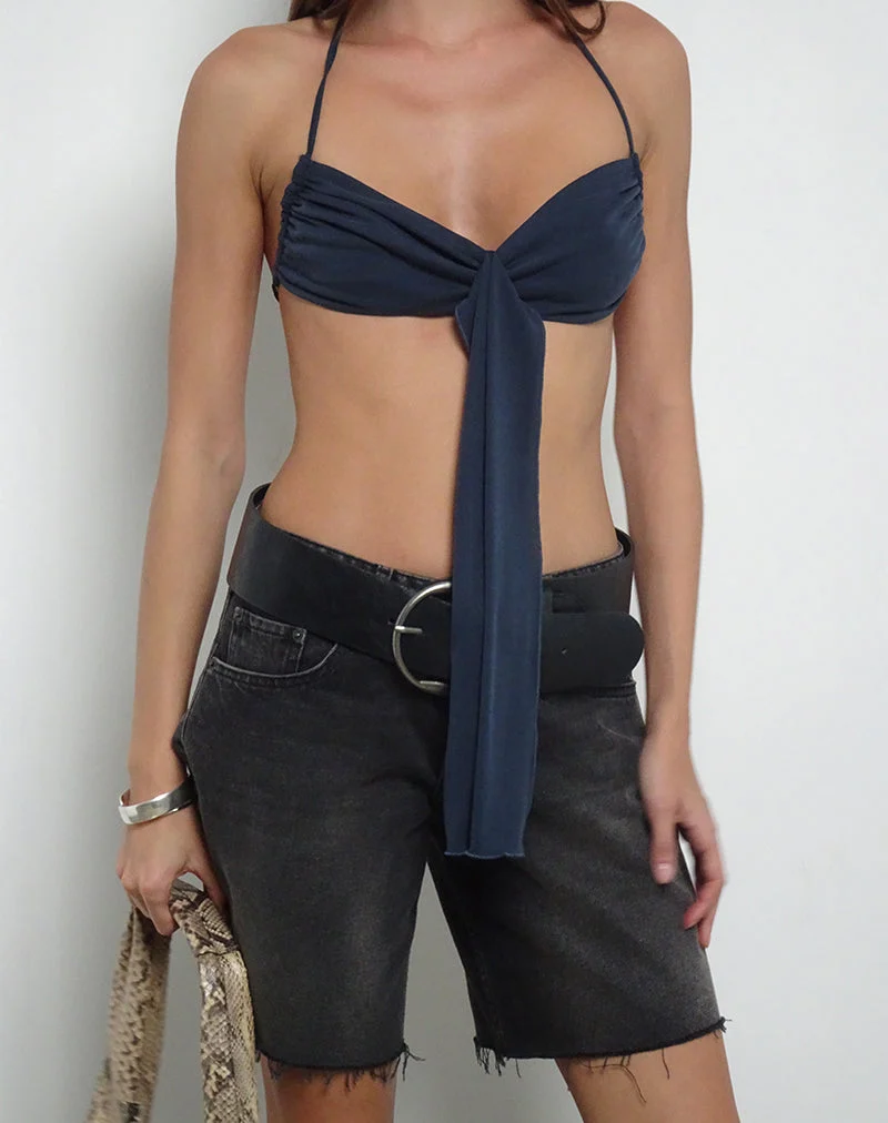Alohi Tie Bralette en Cupro Ocean Storm