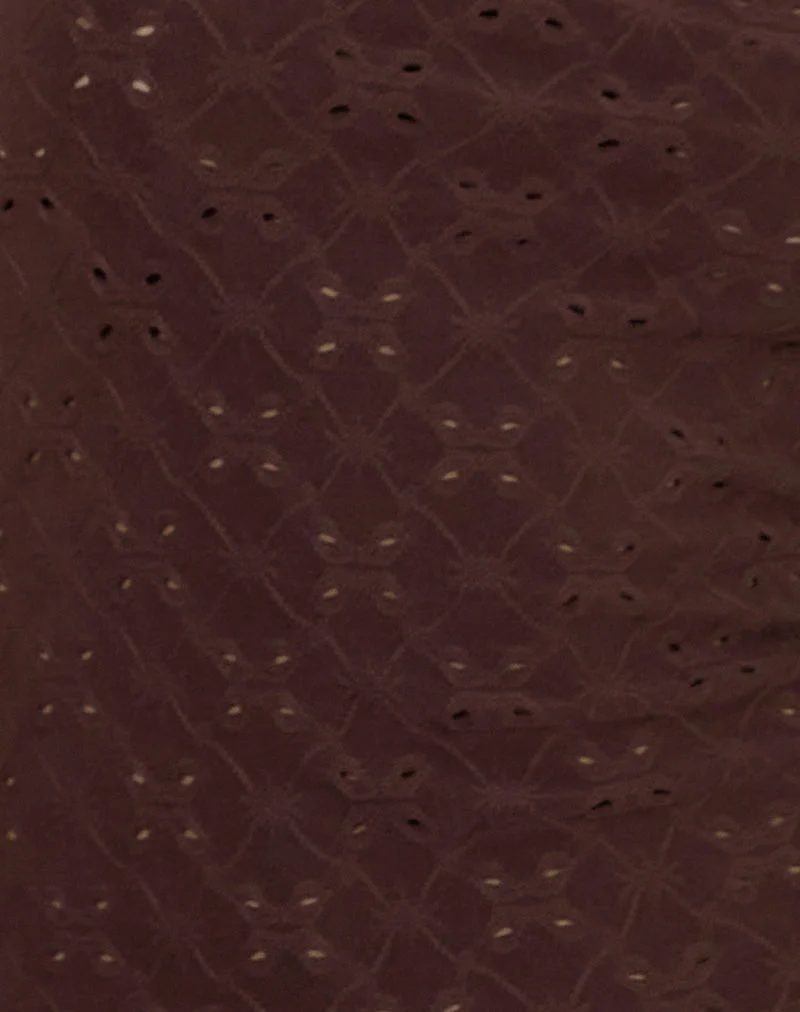 Fukama - Top sans manches en broderie extensible - Marron