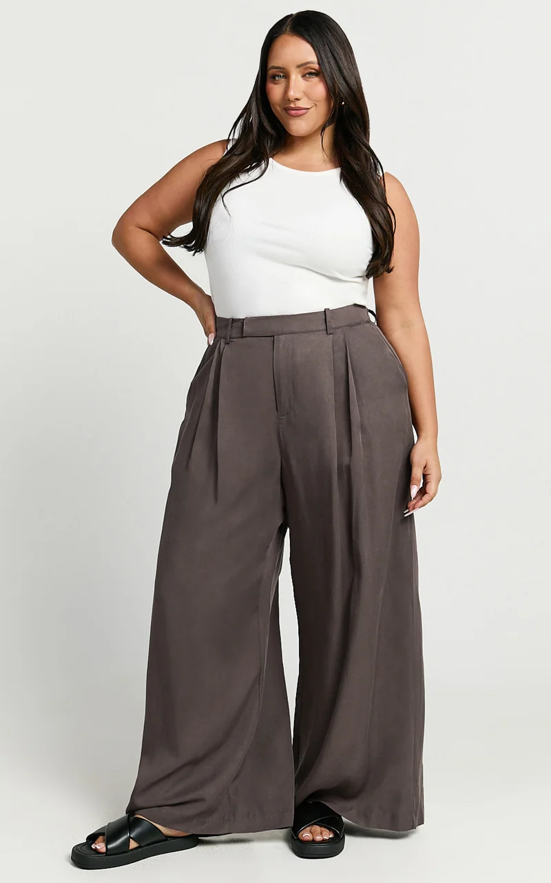 Clarke Pants - High Waist Wide Leg Pants in Slate