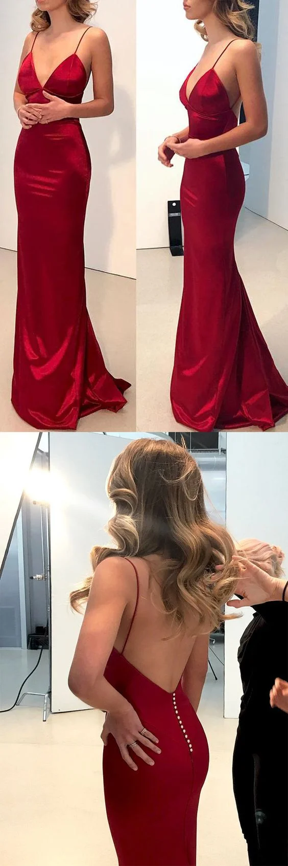 Robe de bal fourreau rouge dos nu - Robe de soirée rouge