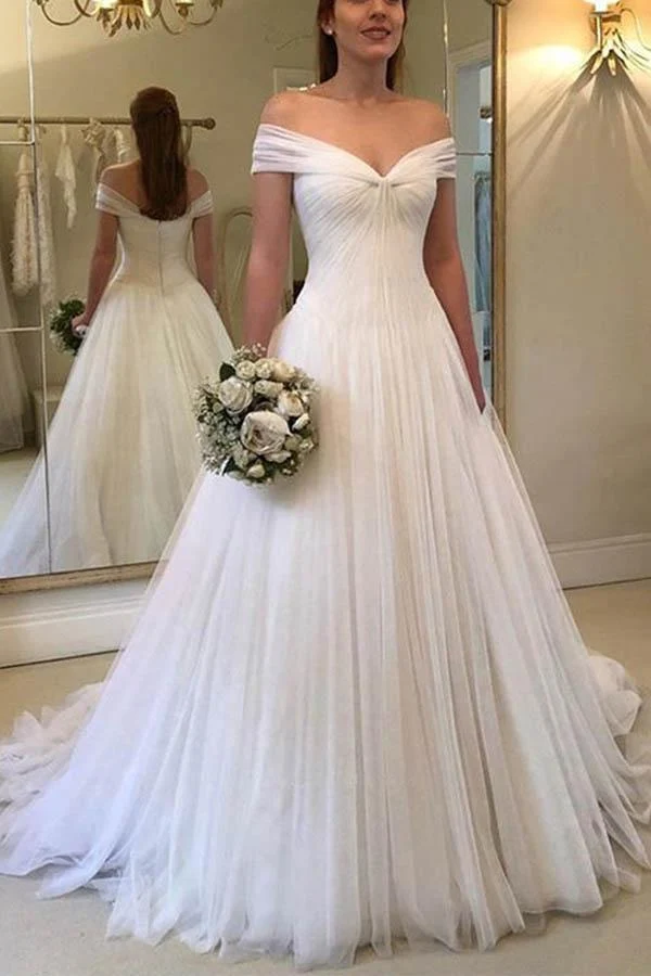 Robe de mariée en tulle à épaules dénudées, pays unique, robe de mariée