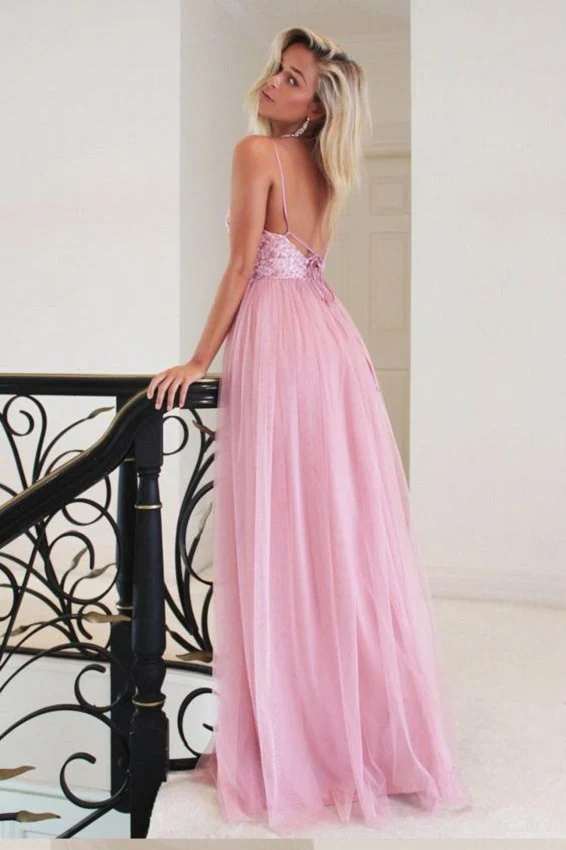 Robe longue de bal de fin d'études senior rose délicate | Robe de soirée formelle