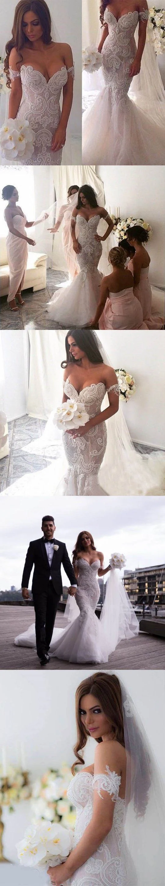 Robe de mariée sirène de luxe, épaules dénudées, bas en Tulle, dentelle, GDC1126