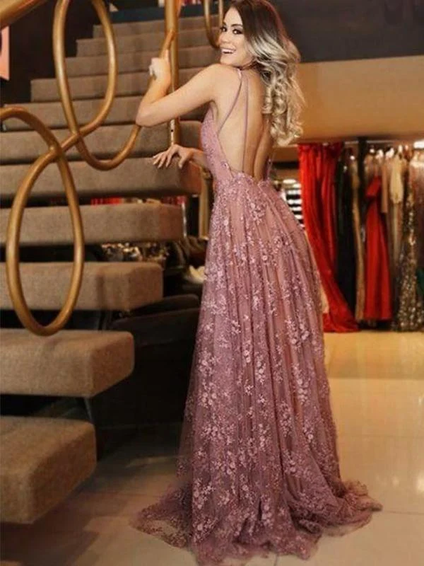 Boho dentelle longue dos bas a-ligne robe de bal d'été robe de soirée
