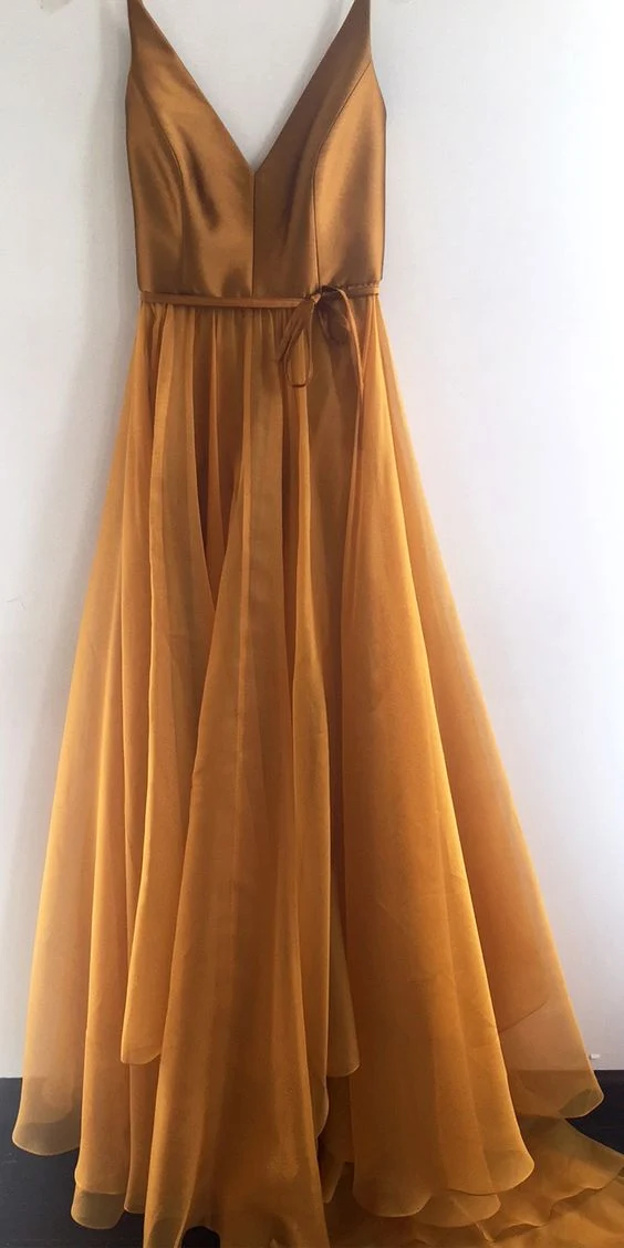 Robe de bal dorée longue en Organza, bretelles Spaghetti, robe de soirée