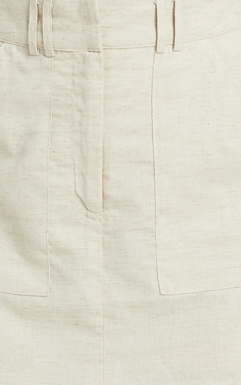 Dream Linen Blend Skort - High Waisted A Line Skort in Natural