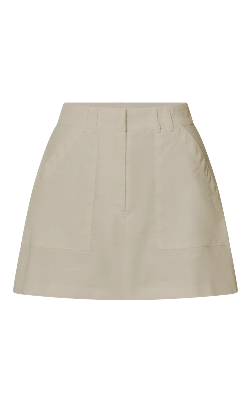 Dream Linen Blend Skort - High Waisted A Line Skort in Natural