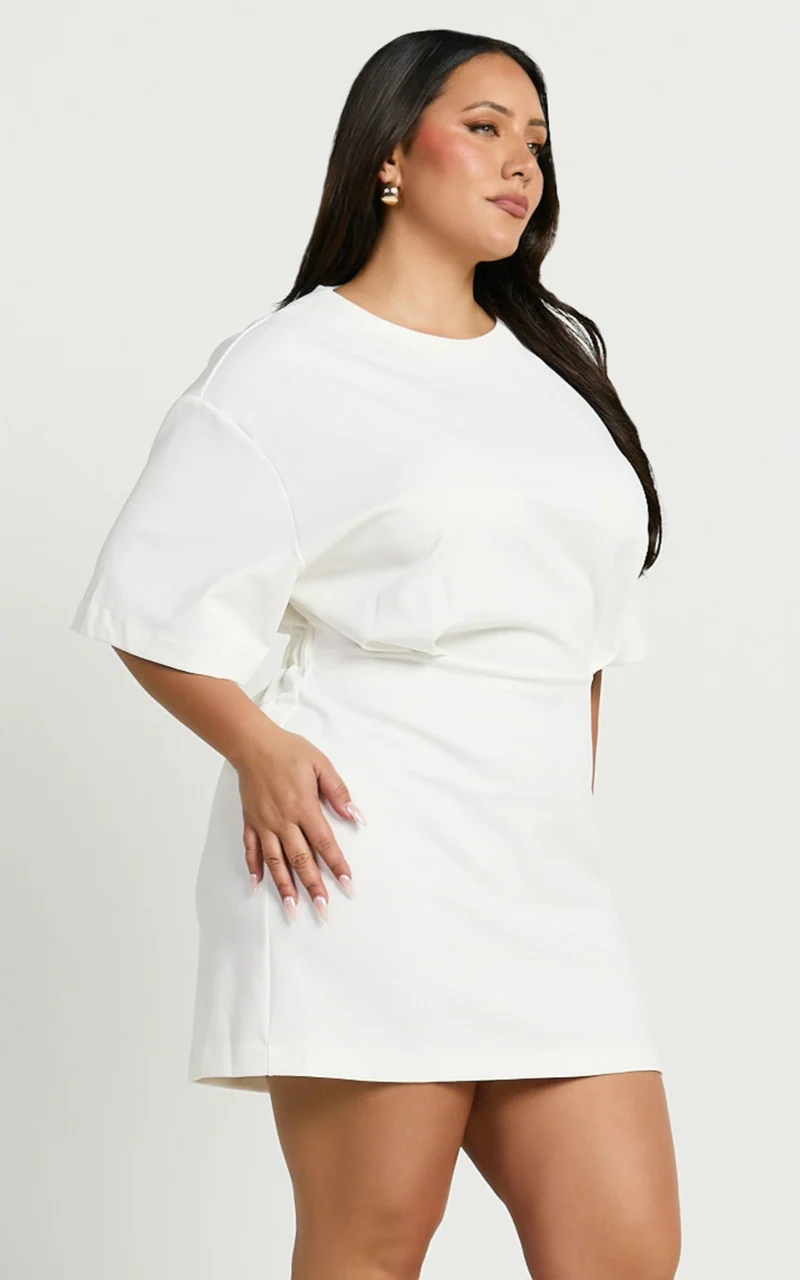 Karyna Mini Dress - Short Sleeve Boxy T-shirt Dress in White