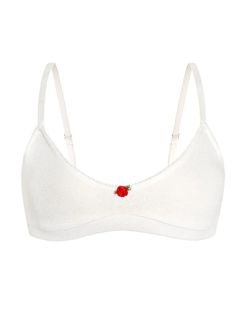 Soutien-gorge Yanas en pointelle ivoire avec bordures à volants