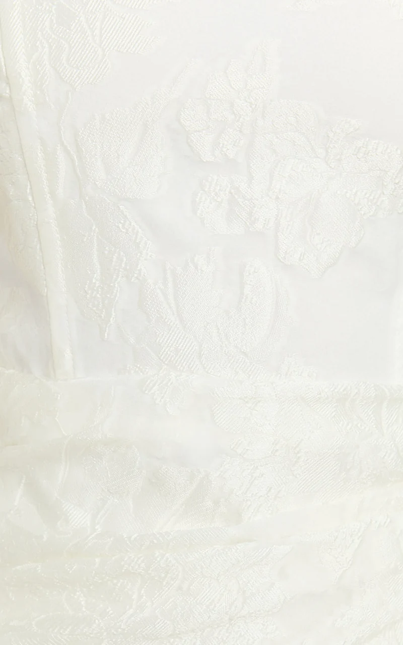 Laine Mini Dress - Jacquard Draped Dress in White