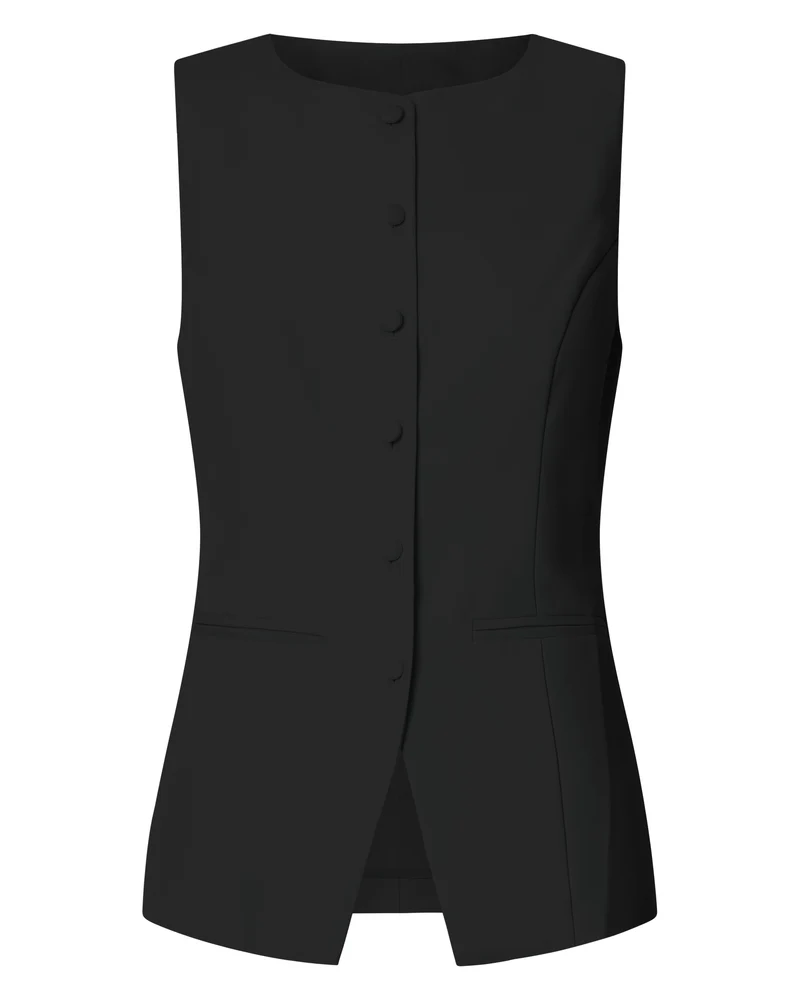 Desi Top - Longline Crew Neck Vest Top in Black