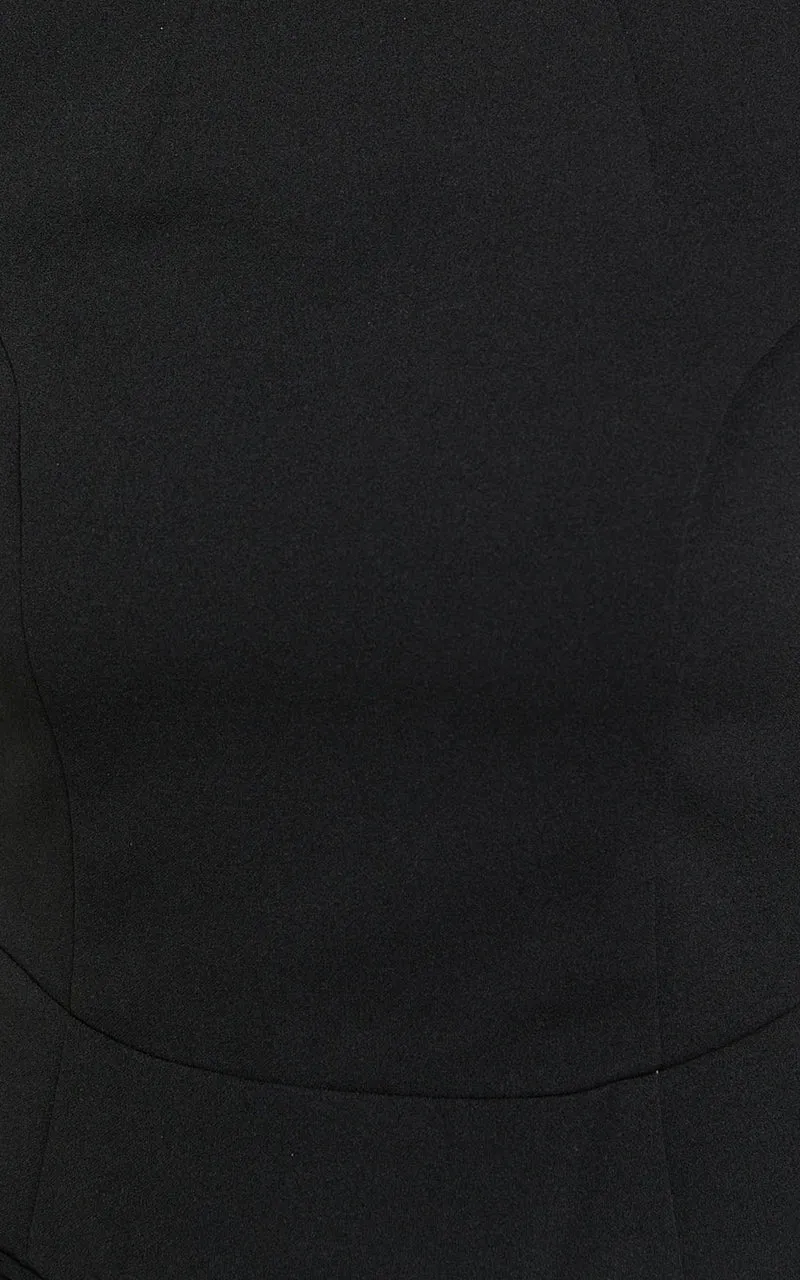 Carlson Mini Dress - High Neck Sleeve Cocoon Skirt Dress in Black