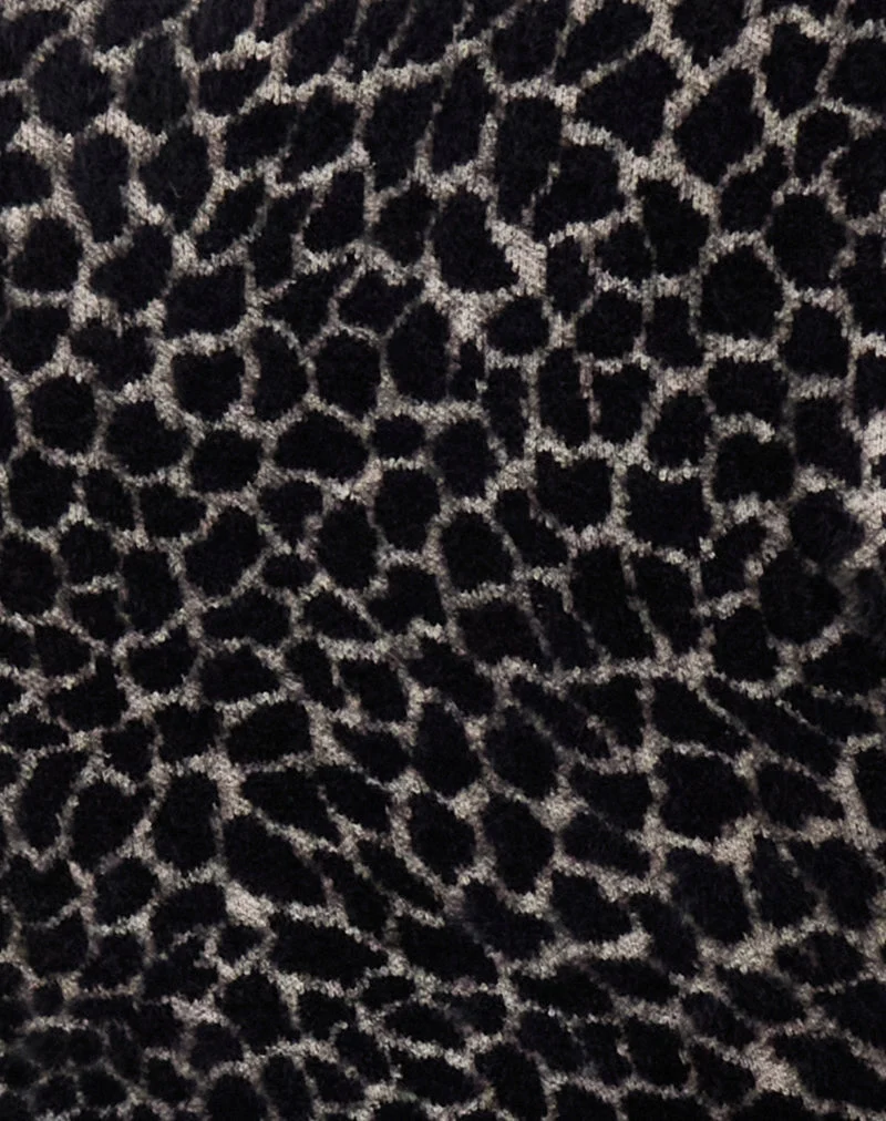 Top boutonné Lamira, imprimé girafe noire