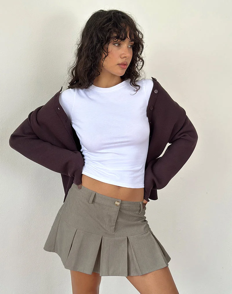 Mini jupe plissée Pegui, cordon marron