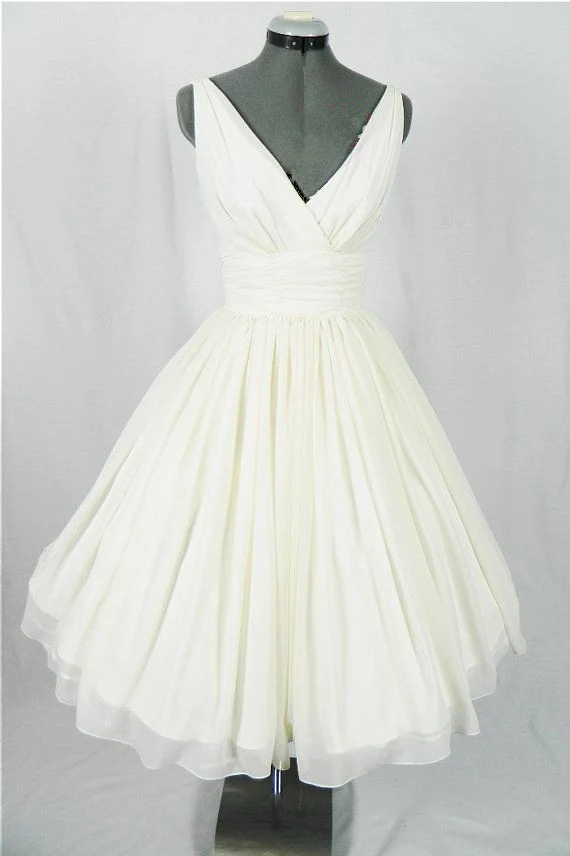 Robe de mariée Pin Up, robe de mariée vintage, robe de mariée des années 50, longueur de thé de robe de mariée, MA145