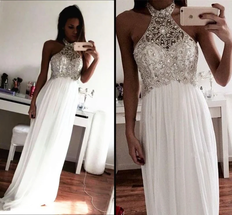 Robe de bal blanche longue robe formelle robe de bal élégante robe de soirée scintillante