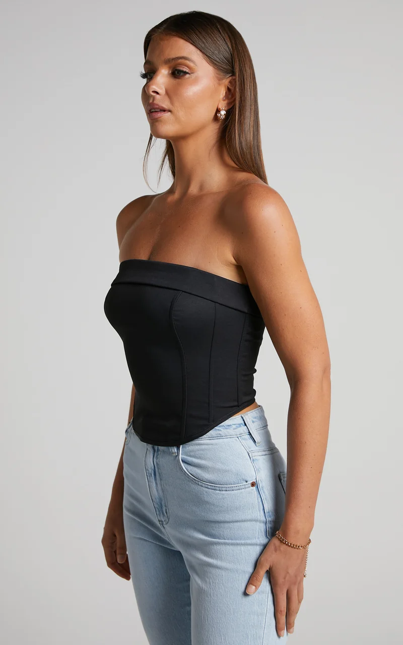 Vaira Top - Strapless Corset Top in Black
