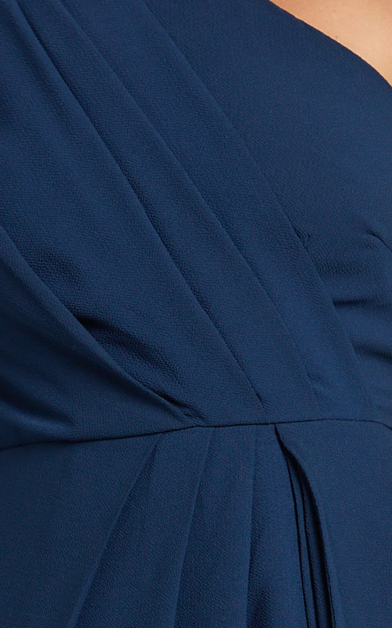 Namaari Midi Dress - Faux Wrap One Shoulder Dress in Navy
