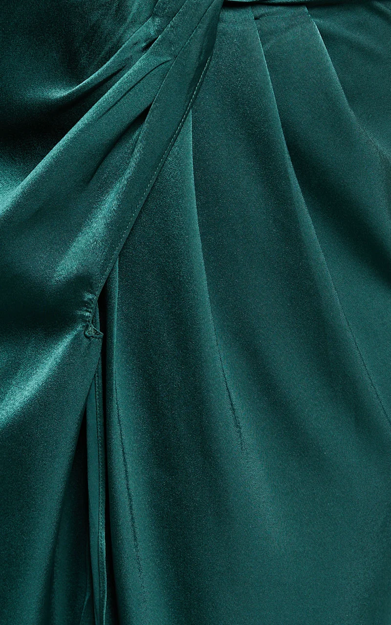 Rhyanna Maxi Dress - Twist Front Strapless Dress in Emerald