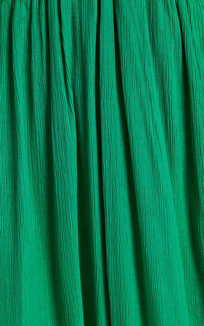 Paige Maxi Dress - Side Cut Out Balloon Sleeve Dress in Green