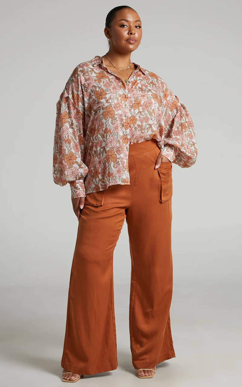 Amalie The Label - Azariah Balloon Sleeve Button Up Shirt in Wildflower Floral