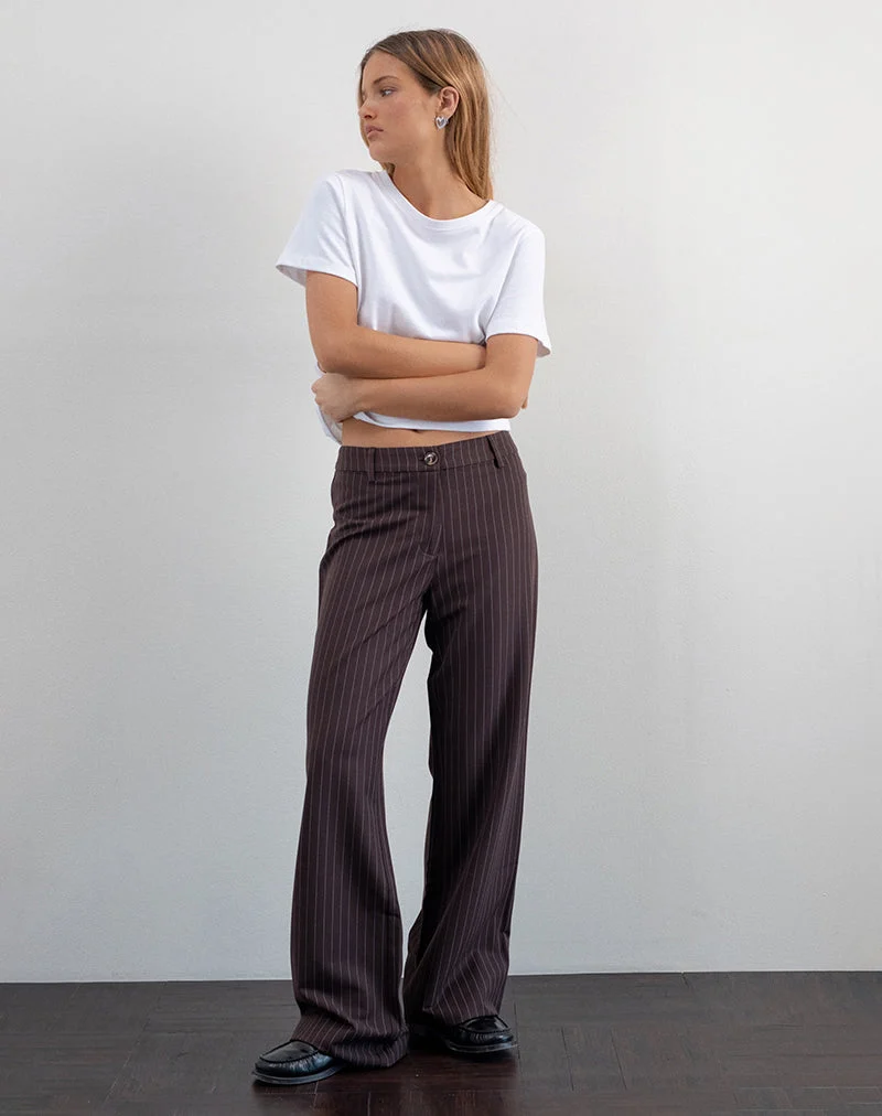 Tatina Smart Trouser in Brown Pinstripe Tailoring