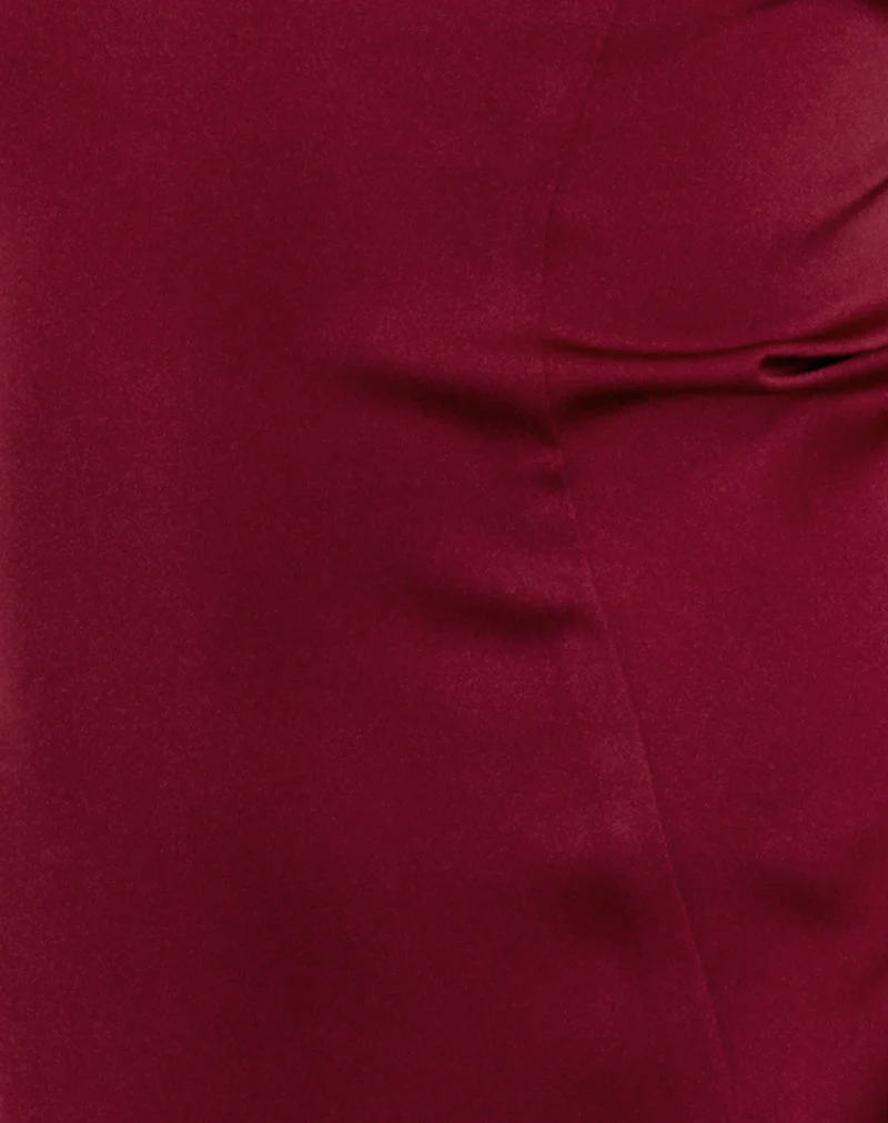 Oshi - Mini robe à dos ouvert en satin rouge