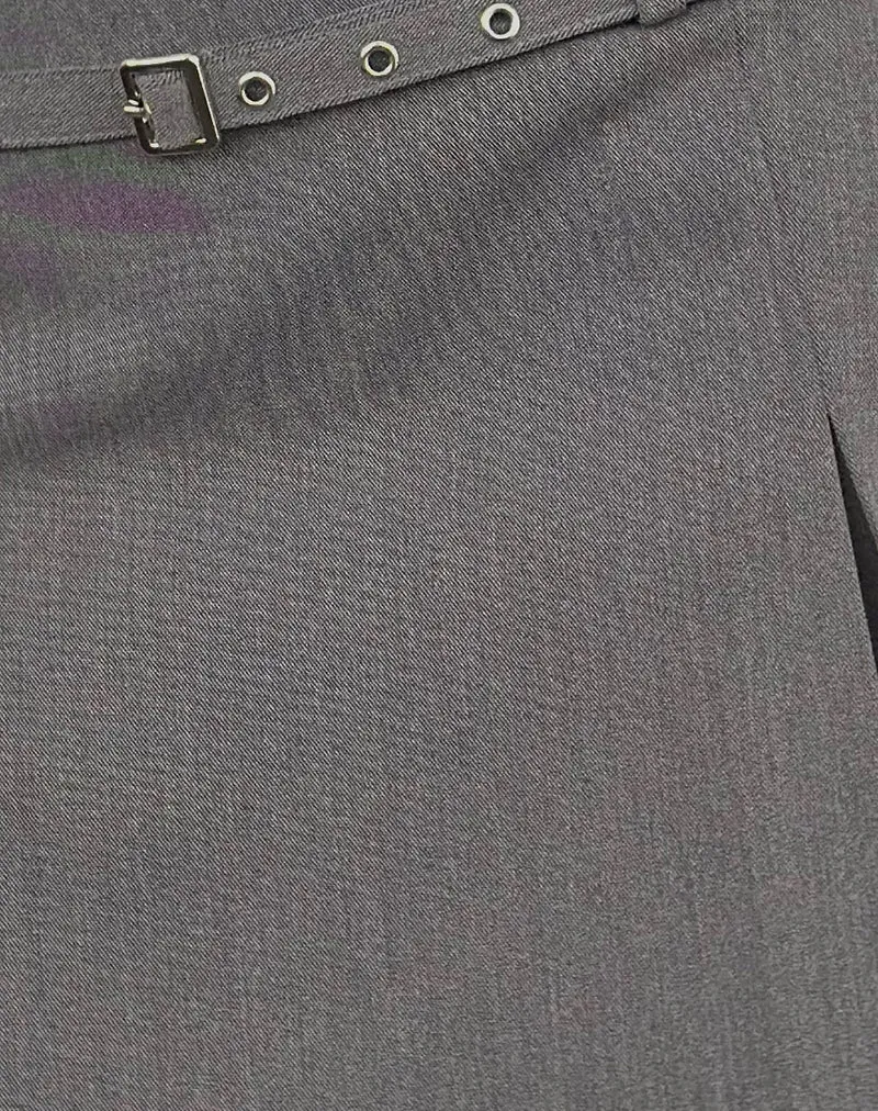 Minijupe plissée ceinturée Isti, anthracite