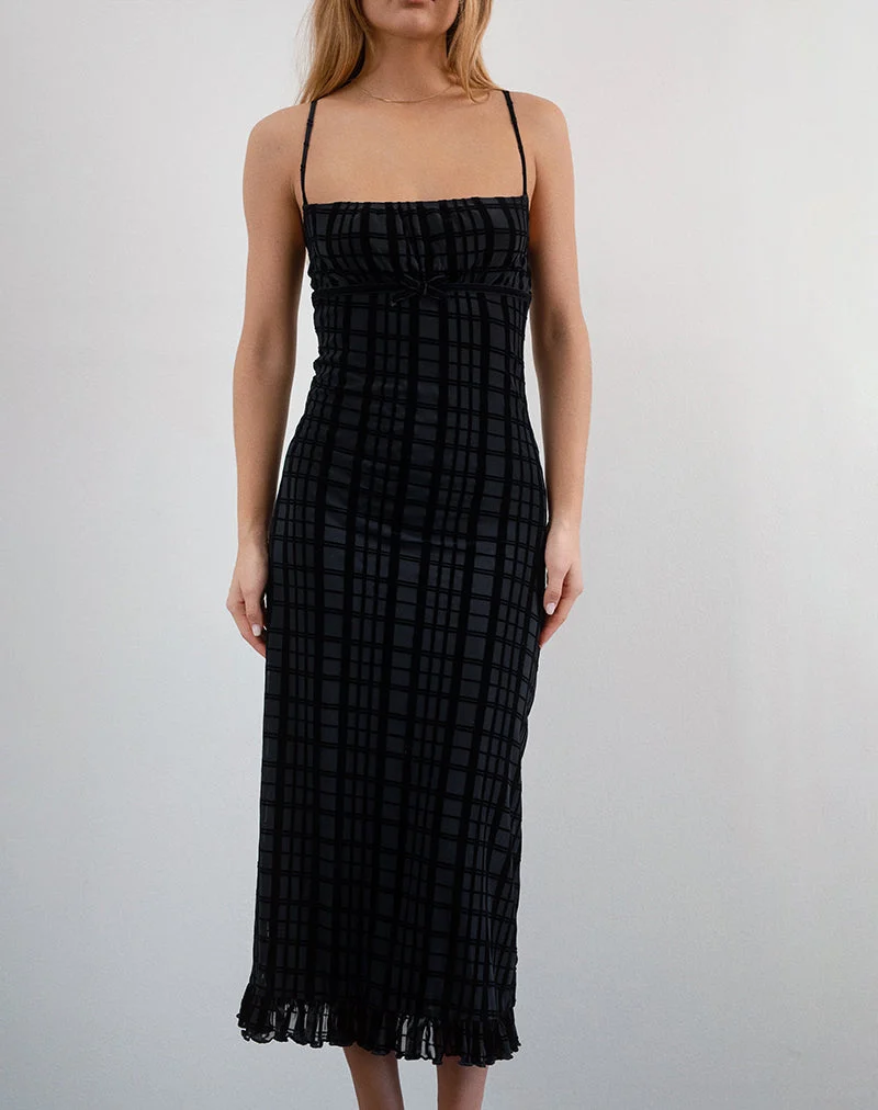 Nateda Dress in Tonal Check Flock Black (robe à carreaux ton sur ton)