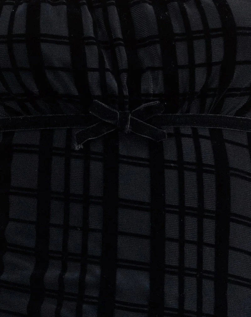 Nateda Dress in Tonal Check Flock Black (robe à carreaux ton sur ton)