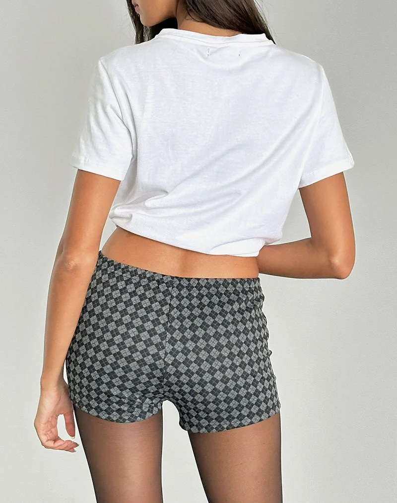 Micro-short Emier en argyle noir et gris