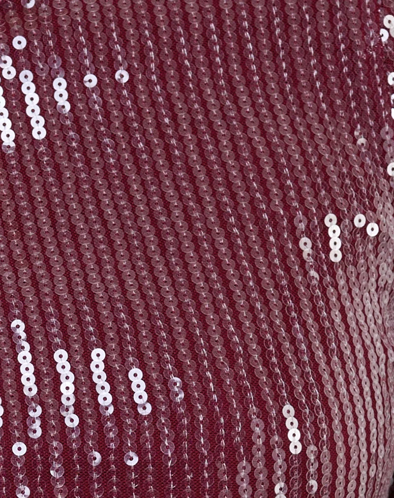 Xarjo Top dos nu en Clear Sequin Maroon