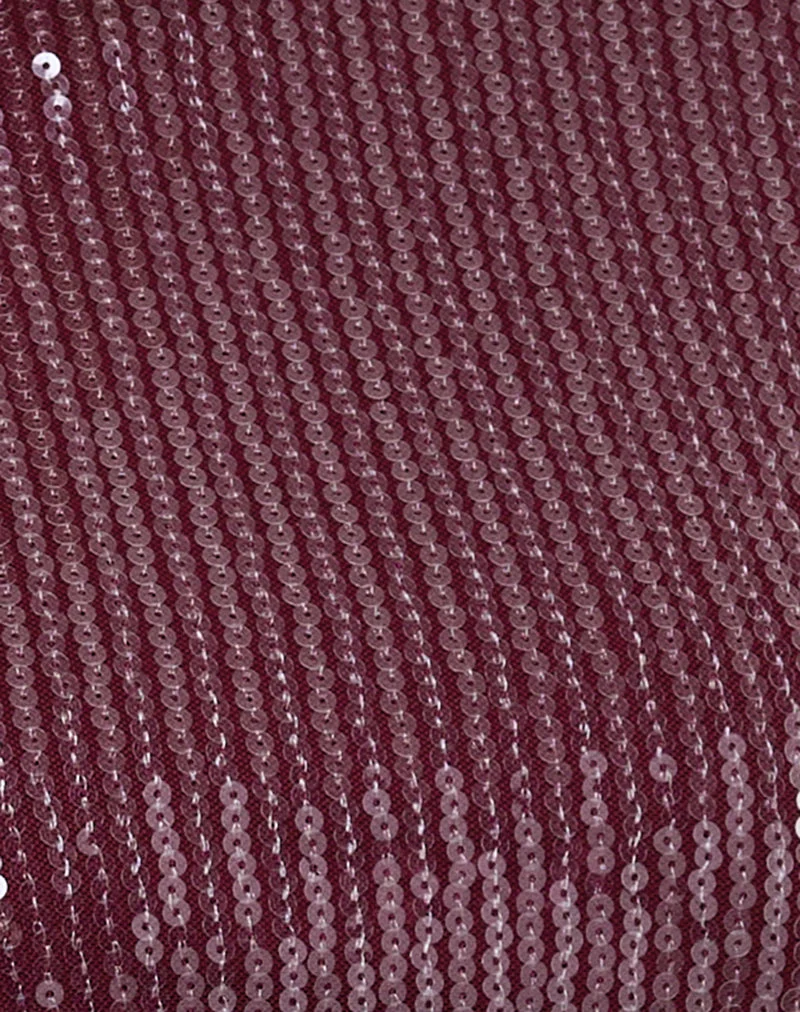 Kimberly Mini Robe en Clear Sequin Maroon