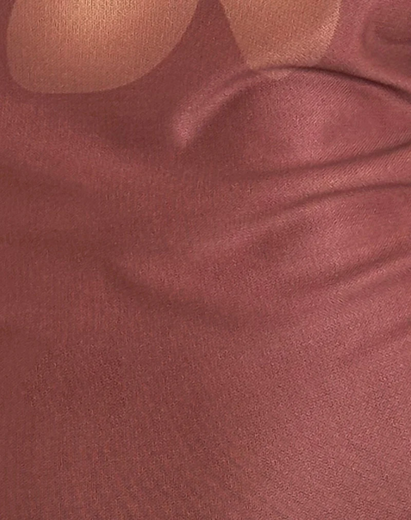 Armali Long Sleeve Top in Mesh Tonal Flower Brown (Top à manches longues en maille avec fleurs tonales)
