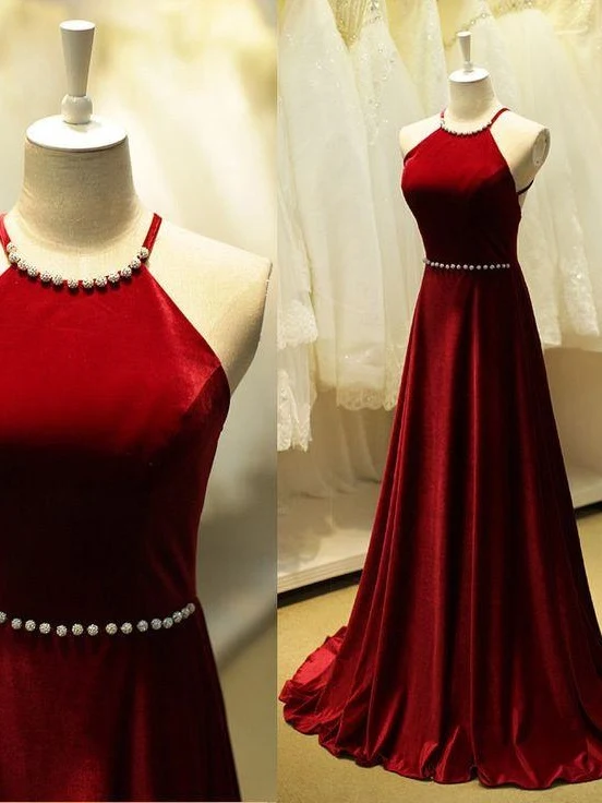Robe de bal simple rouge | Robe de soirée longue