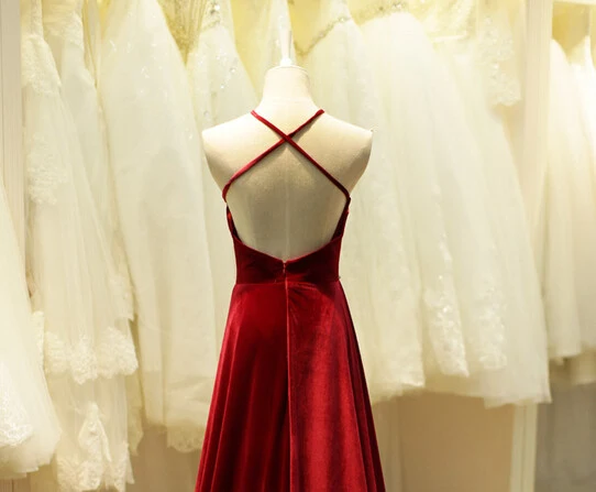 Robe de bal simple rouge | Robe de soirée longue